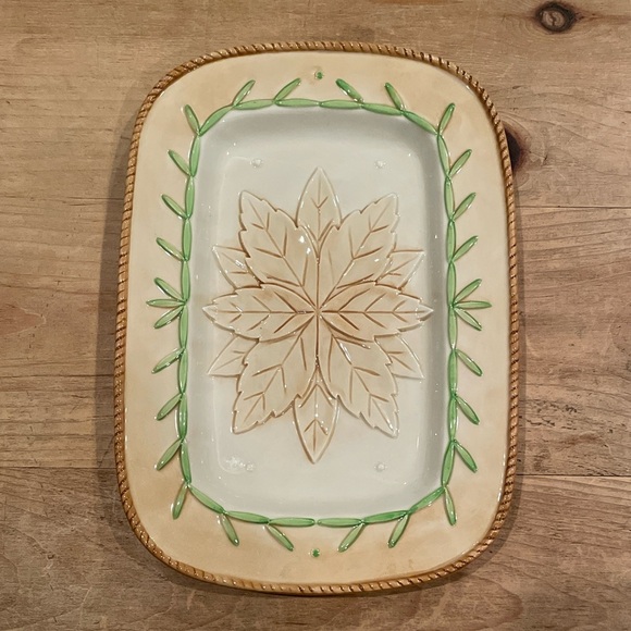 Fitz and Floyd Le Canard Classics VTG neutral leaf 2003 Rectangular Snack Dish - Picture 2 of 5